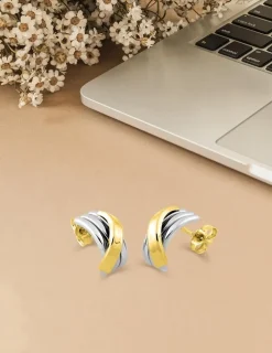 Boucles d'oreilles bicolores or 375‰ SO OR