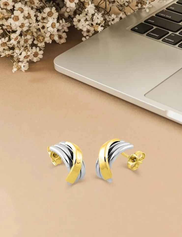 Boucles d'oreilles bicolores or 375‰ SO OR