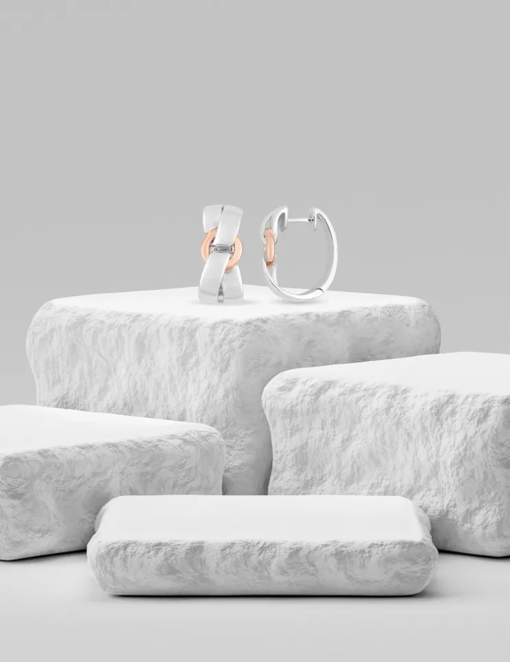 Boucles d'oreilles bicolores argent 925 ‰, fantaisie SO OR