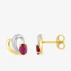 Boucles d'oreilles boucles bicolores or 375‰ et rubis SO OR