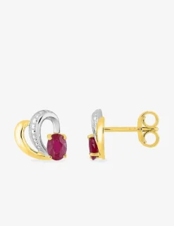 Boucles d'oreilles boucles bicolores or 375‰ et rubis SO OR