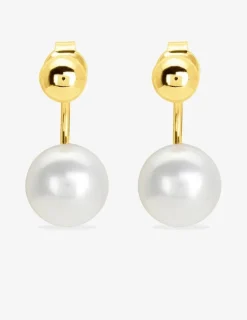 Boucles d'oreilles boule or jaune 375‰ et perle de culture d'eau douce 8 mm SO OR