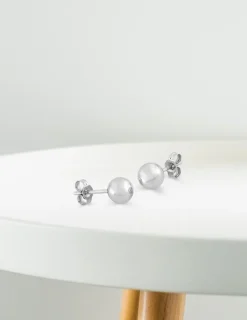 Boucles d'oreilles boules or blanc 375‰ de 6 mm de diamètre SO OR