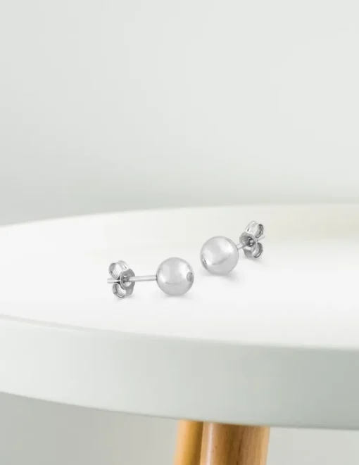 Boucles d'oreilles boules or blanc 375‰ de 6 mm de diamètre SO OR
