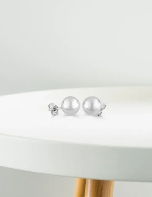 Boucles d'oreilles boules or blanc 375‰ de 8 mm de diamètre SO OR
