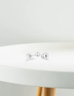 Boucles d'oreilles boules or blanc 375‰ de 4 mm de diamètre SO OR