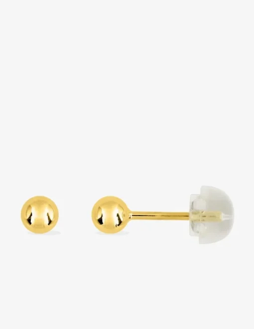 Boucles d'oreilles boules or jaune 375‰ de 4 mm de diamètre SO OR