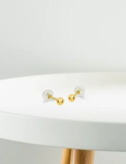 Boucles d'oreilles boules or jaune 375‰ de 4 mm de diamètre SO OR