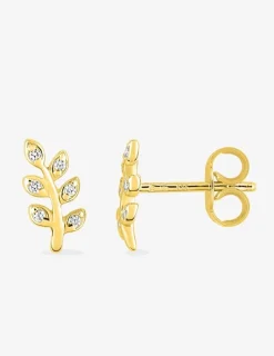 Boucles d'oreilles branche or jaune 375‰ et oxydes de zirconium SO OR
