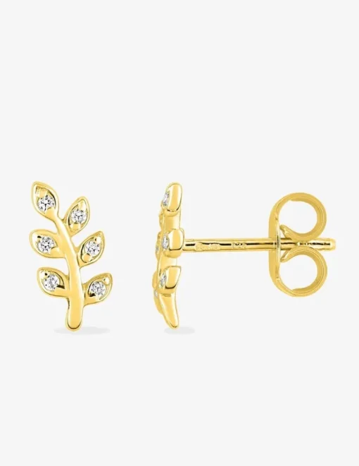 Boucles d'oreilles branche or jaune 375‰ et oxydes de zirconium SO OR