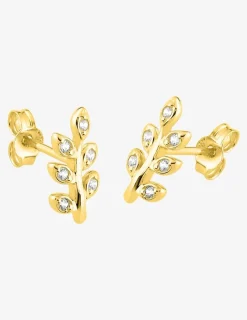 Boucles d'oreilles branche or jaune 375‰ et oxydes de zirconium SO OR