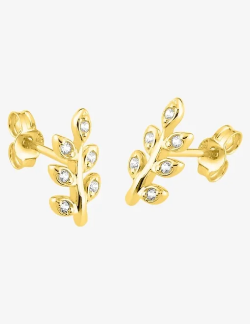Boucles d'oreilles branche or jaune 375‰ et oxydes de zirconium SO OR