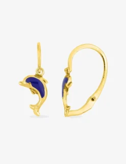 Boucles d'oreilles brisures dauphins or jaune 375‰ et laque SO OR