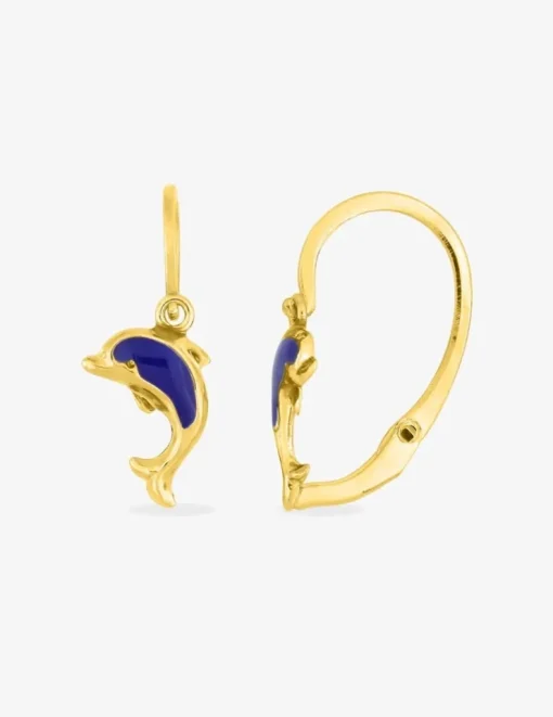 Boucles d'oreilles brisures dauphins or jaune 375‰ et laque SO OR