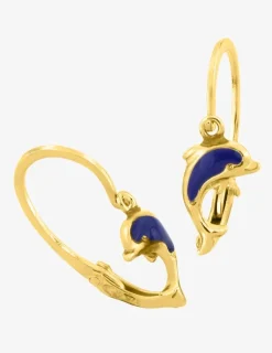 Boucles d'oreilles brisures dauphins or jaune 375‰ et laque SO OR