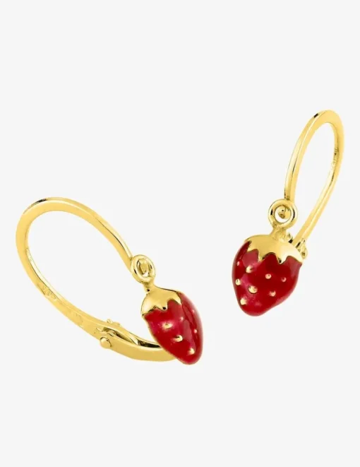 Boucles d'oreilles brisures fraises or jaune 375‰ et laque SO OR