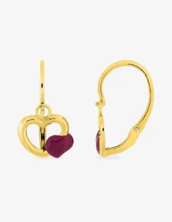 Boucles d'oreilles brisures cœurs or jaune 375‰ et laque SO OR