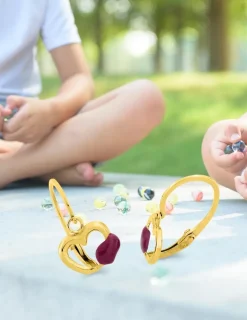 Boucles d'oreilles brisures cœurs or jaune 375‰ et laque SO OR