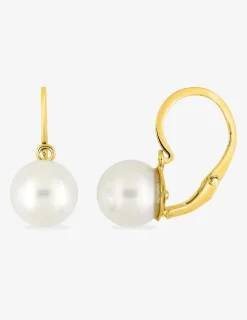 Boucles d'oreilles brisures or jaune 375‰ et perle 7 mm SO OR