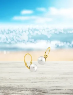 Boucles d'oreilles brisures or jaune 375‰ et perle 7 mm SO OR