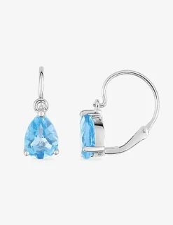 Boucles d'oreilles brisure or blanc 375‰, topaze SO OR