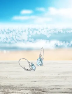 Boucles d'oreilles brisure or blanc 375‰, topaze SO OR