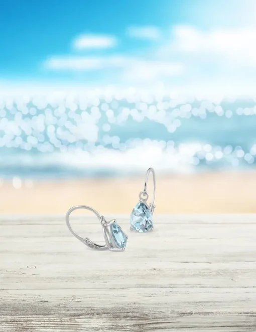Boucles d'oreilles brisure or blanc 375‰, topaze SO OR