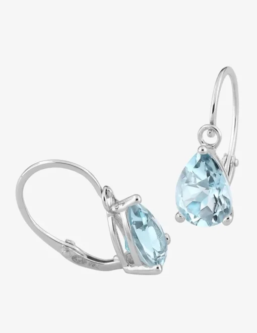 Boucles d'oreilles brisure or blanc 375‰, topaze SO OR