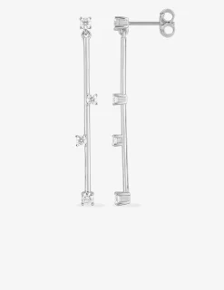 Boucles d'oreilles bâton argent 925‰ rhodié et oxydes de zirconium SO OR