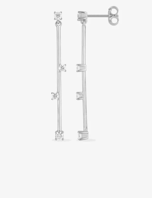 Boucles d'oreilles bâton argent 925‰ rhodié et oxydes de zirconium SO OR