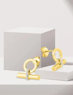 Boucles d'oreilles bâtonnet Plaqué or & oxydes de zirconium SO OR