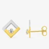 Boucles d'oreilles carré bicolore or 750‰ et oxyde de zirconium SO OR