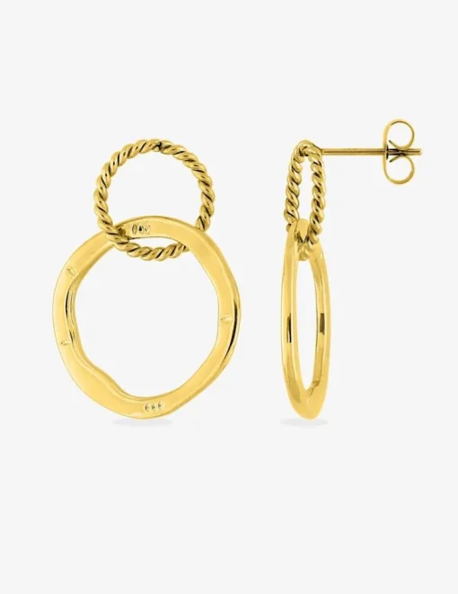 Boucles d'oreilles cercle torsadé 10 mm et cercle 20 mm acier doré SO OR