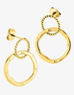 Boucles d'oreilles cercle torsadé 10 mm et cercle 20 mm acier doré SO OR