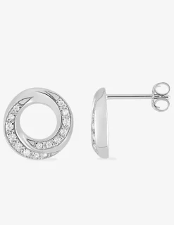 Boucles d'oreilles cercle argent 925‰ rhodié et oxydes de zirconium SO OR