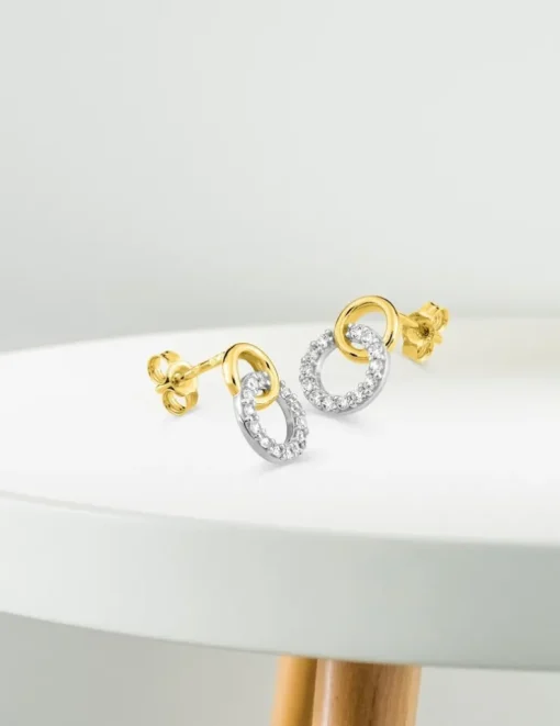 Boucles d'oreilles cercles en or 375‰ et oxyde de zirconium SO OR