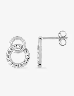 Boucles d'oreilles cercles en or blanc 375‰ et oxyde de zirconium SO OR