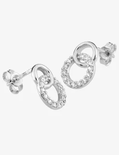 Boucles d'oreilles cercles en or blanc 375‰ et oxyde de zirconium SO OR