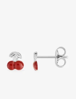 Boucles d'oreilles cerises argent 925 ‰ laque rouge SO OR