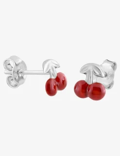 Boucles d'oreilles cerises argent 925 ‰ laque rouge SO OR