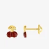 Boucles d'oreilles cerises or jaune 375‰ et laque SO OR