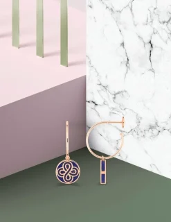 Boucles d'oreilles Chance or rose 750‰ et Lapis Lazuli SO OR