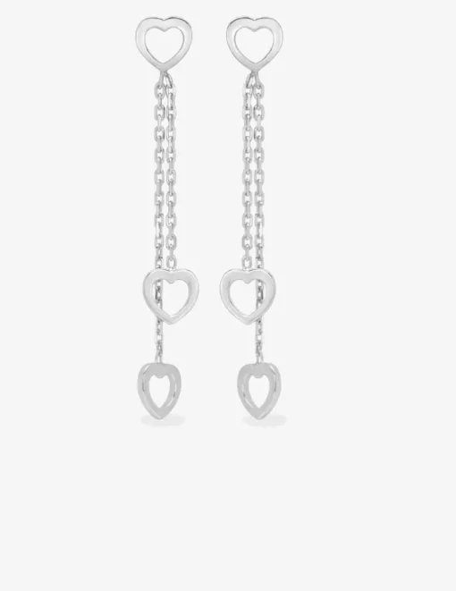Boucles d'oreilles chaînes et cœurs argent 925‰ rhodié SO OR