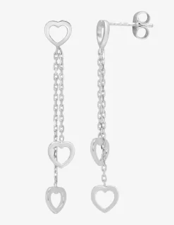 Boucles d'oreilles chaînes et cœurs argent 925‰ rhodié SO OR