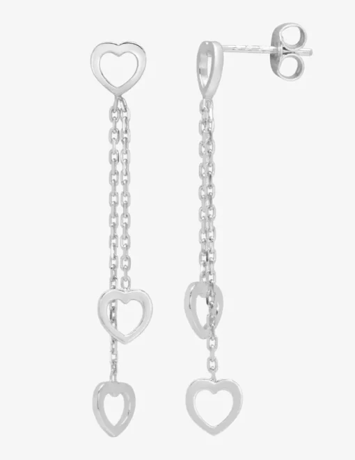 Boucles d'oreilles chaînes et cœurs argent 925‰ rhodié SO OR