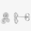 Boucles d'oreilles clou argent 925‰ et oxyde blanc style trilogie SO OR