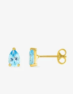 Boucles d'oreilles clou or 750‰ topaze gouttes fantaisie SO OR