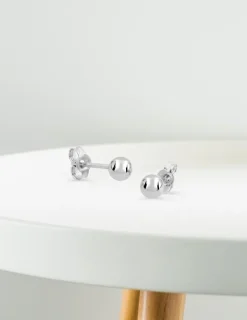 Boucles d'oreilles clous 4 mm or blanc 750 ‰ forme boule SO OR