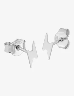 Boucles d'oreilles clous argent 925 ‰ rhodié avec motifs en éclair SO OR