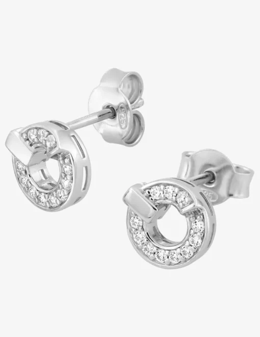 Boucles d'oreilles clous argent 925 ‰ rhodié et oxydes de zirconium SO OR